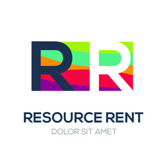 Creative colorful logo , RR mean (resource rent) .