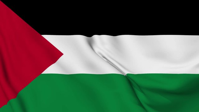 Palestine flag is waving 3D animation. Palestine flag waving in the wind. National flag of Palestine. flag seamless loop animation. 4K