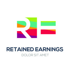 Creative colorful logo , RE mean (retained earnings) .