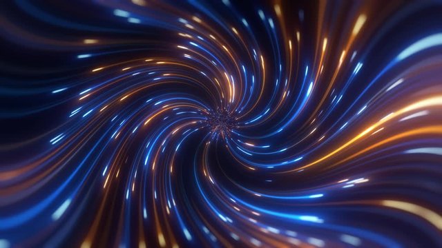 Abstract creative cosmic background. Fast travel, hyper jump into another galaxy. Speed of light, neon glowing rays in motion. Colorful vortex, bright twirl, big bang, falling stars. Seamless loop