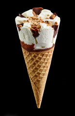 ice cream isolated on black
