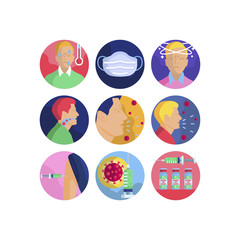 Fototapeta premium Set of Coronavirus vector icons illustrations. 