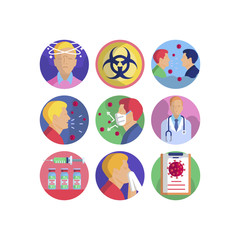 Set of Coronavirus vector icons illustrations. 