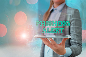 Conceptual hand writing showing Phishing Alert. Concept meaning aware to fraudulent attempt to...