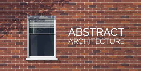 architecture background brick wall  facade window tree shadow vector illustration