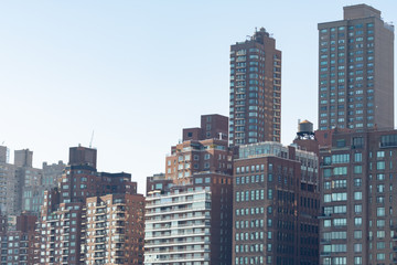 Fototapeta na wymiar Upper East Side New York City Skyline with a Clear Blue Sky
