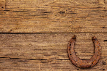 Cast iron metal horse horseshoe. Good luck symbol, St.Patrick's Day concept