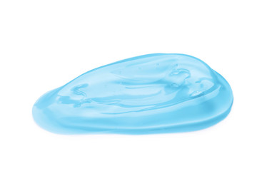 Sample of transparent cosmetic gel on white background