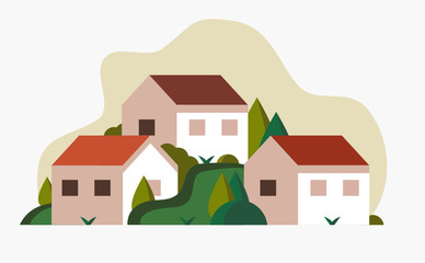 landscape building in flat design vector illustration