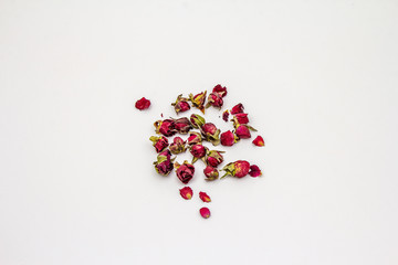 Traditional Turkish rose bud tea isolated on white background