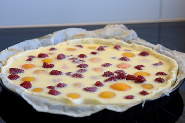 tarte en cours de réalisation