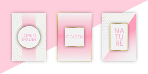 Pink Elegant Cards With Golden Lines