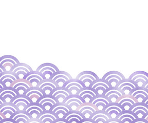 Fototapeta na wymiar 青海波 バナー背景（336：280）手描き風（紫系）〔背景白〕