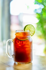 Ice coffee americano sparkling with lemon limes