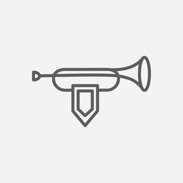 Bugle Icon Line Symbol. Isolated Vector Illustration Of Icon Sign Concept For Your Web Site Mobile App Logo UI Design.