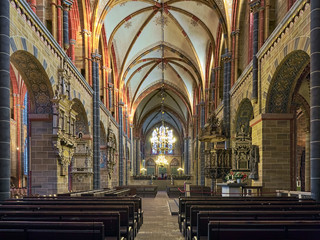 Interior of Bremen Cathedral, Germany. The cathedral of St. Peter was built in the 11th century in...