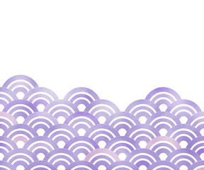 Fototapeta na wymiar 青海波 バナー背景（300：250）手描き風（紫系）〔背景白〕