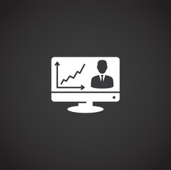 Businessman and computer related icon on background for graphic and web design. Creative illustration concept symbol for web or mobile app