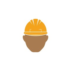 face man wearing industrial  helmet vector illustration design