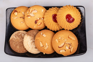 mix bakery cookies set with black tray in land scape position