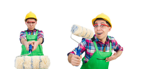 Funny painter isolated on white