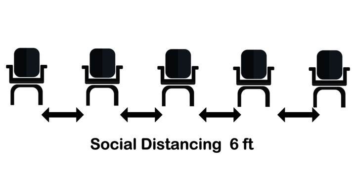 Social distancing chair concept.Prevent contact from the virus Covid-19.