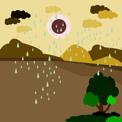 Rain that is falling in the dry forest