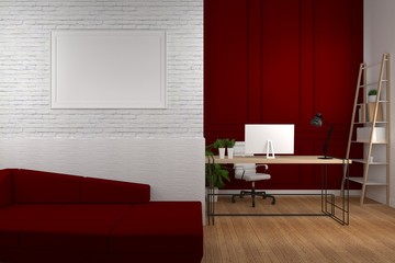 Working Space Couch Red Theme