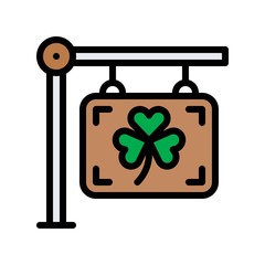 Saint Patrick related clover flower on shop board vector with editable stroke,