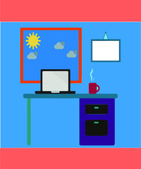 Empty room intretior office free vector illustration