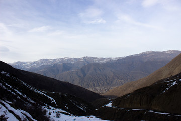 Amazing view on wild georgian nature. Landscape of the rocky Caucasus mountains
