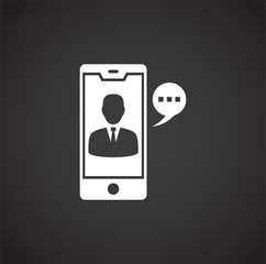 Businessman and computer related icon on background for graphic and web design. Creative illustration concept symbol for web or mobile app