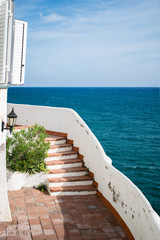 Apparatment stairs with the sea on the background, punta gaviota, Sitges, Spain