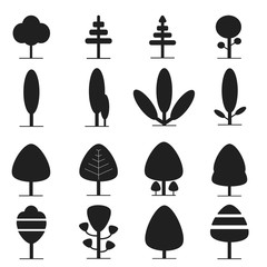 Flat tree icon set illustration on white background.Isolated vector tree simple design of forest.