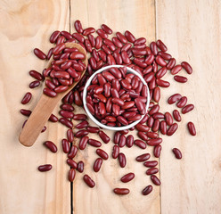 Grains Red bean and wood background