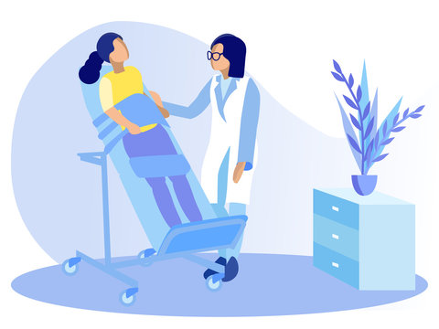 Automated Vertical Table for Rehabilitation of Neurological Patients, Maintenance and Restoration of Person Mobility. Doctor and Women with Physical Disorder. Vector Cartoon Flat Illustration