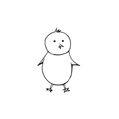 Vector hand drawn doodle sketch black chick isolated on white background