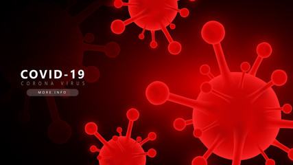 red coronavirus COVID-2019 futuristic background.coronavirus COVID-2019 futuristic background. COVID-19 spread around the world. 3D models of coronavirus bacteria. Vector illustration covid-19 infogra