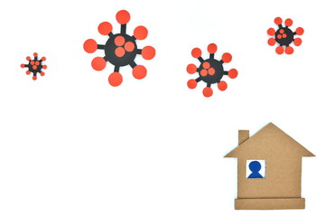 Silhouette of a man alone inside a house. Self quarantine, stay home and isolation during covid-19 pandemic.