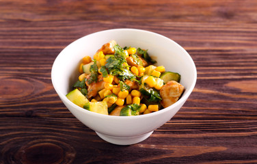 Turkey, cucumber and corn salad