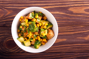 Turkey, cucumber and corn salad