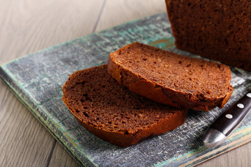 Chocolate spicy bread cake, sliced