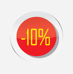 Red circle icon discount up to 10% with a white background