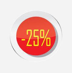 Red circle icon discount up to 25% with a white background