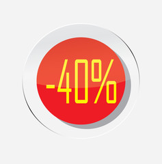 Red circle icon discount up to 40% with a white background