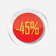 red circle icon up to 45% discount on a white background