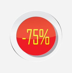red circle icon discount up to 75% with a white background