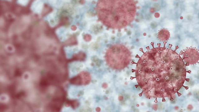 4K, Coronavirus danger and public health risk disease. Covid-19 coronaviruses influenza as dangerous viral strain case as a pandemic medical concept with dangerous cells. Rendering 2D-Dan