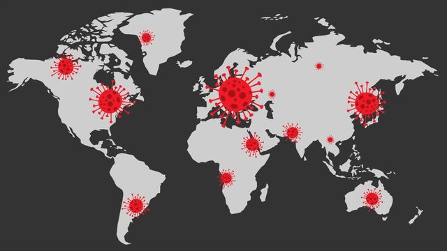 Corona virus map disease spreading animated