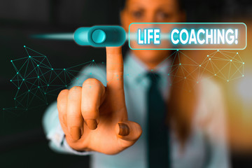Writing note showing Life Coaching. Business concept for Employee employed to help showing attain...